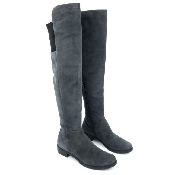 STUART‎ WEITZMAN Slate Gray Suede Leather Tall OTK Over The Knee Boots 6.5 - Picture 1 of 13